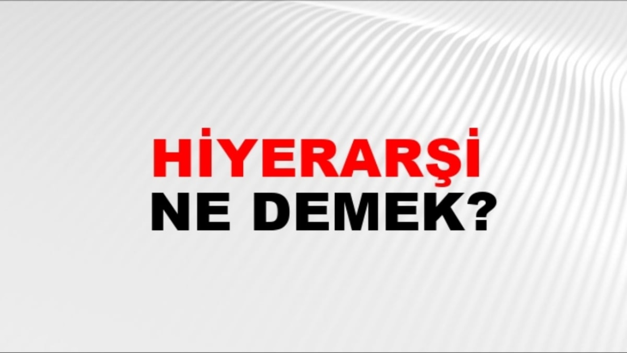 Hiyerarşi ne demek?