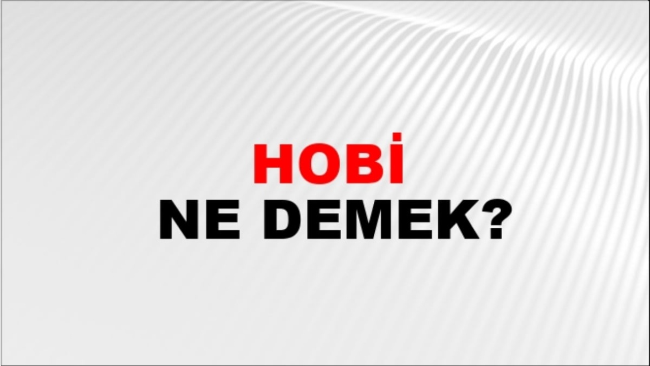 Hobi ne demek?