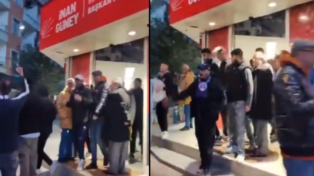 CHP'nin seçim ofisine giren AKP'ye mensup bir grup, 'Erdoğan' sloganları attı