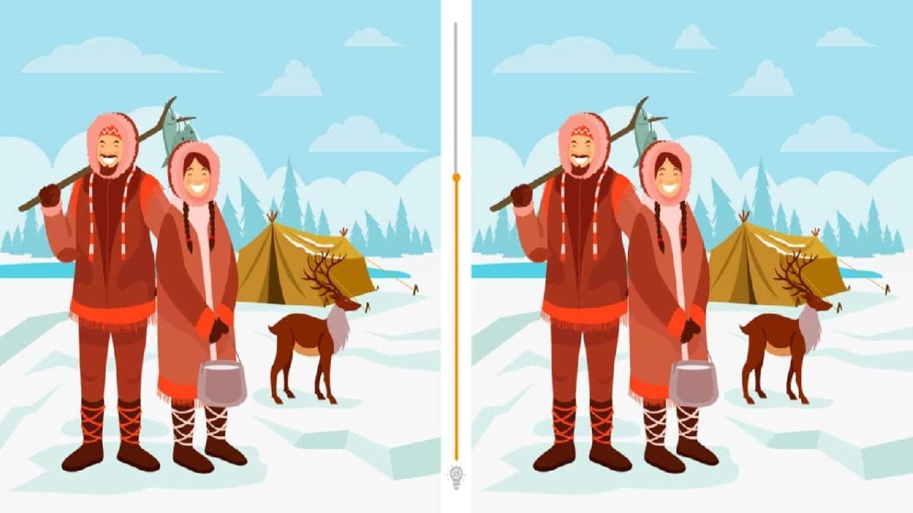 Bu iki eskimo sahnesini birbirinden ayıran üç farkı göz açıp kapayıncaya kadar bulabilir misiniz?