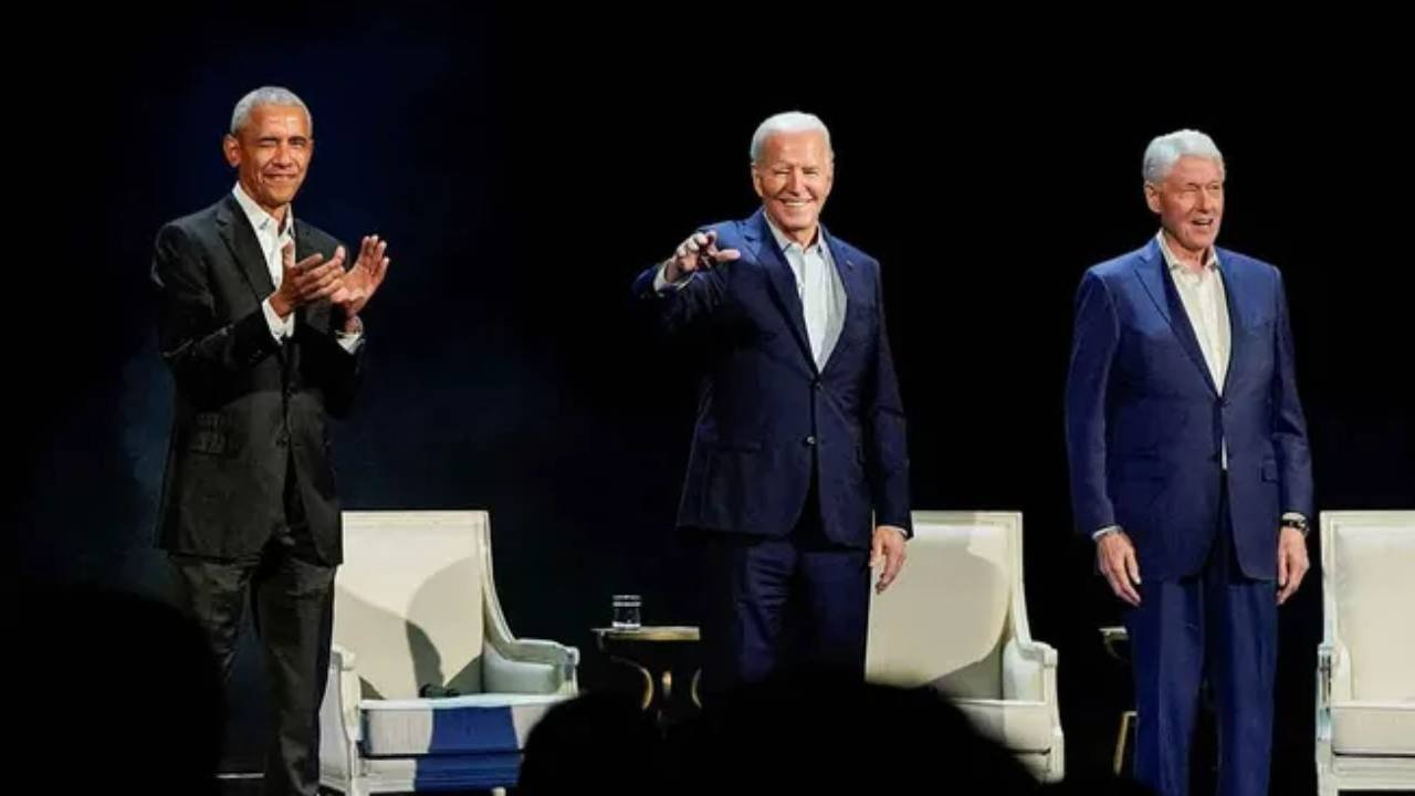 Clinton ile Obama'nın da katıldığı etkinlikte Biden'a Gazze protestosu: 