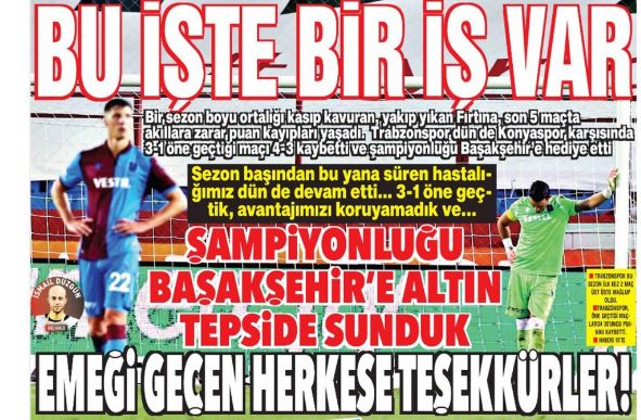 Trabzonspor'da şampiyonluk böyle gitti