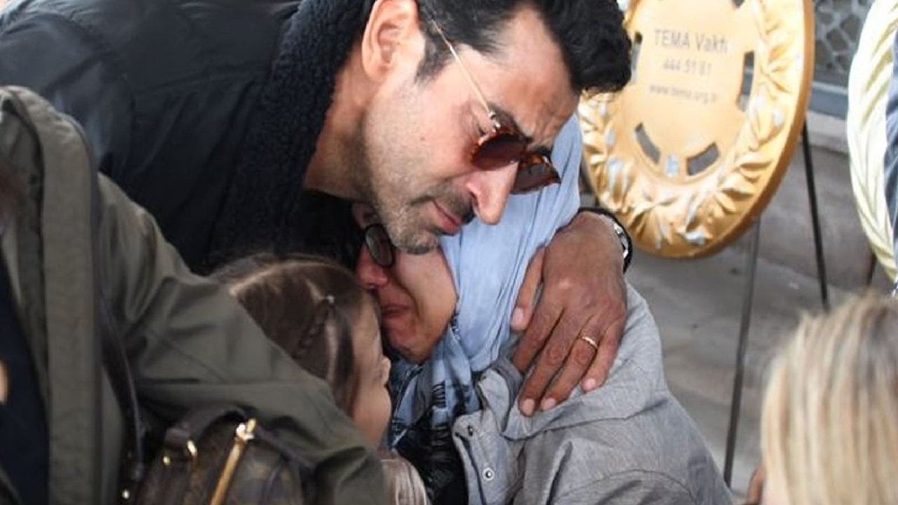Cenazede duygusal anlar! Hasan Yalnızoğlu'nun kızını gören Kenan İmirzalıoğlu gözyaşlarına boğuldu