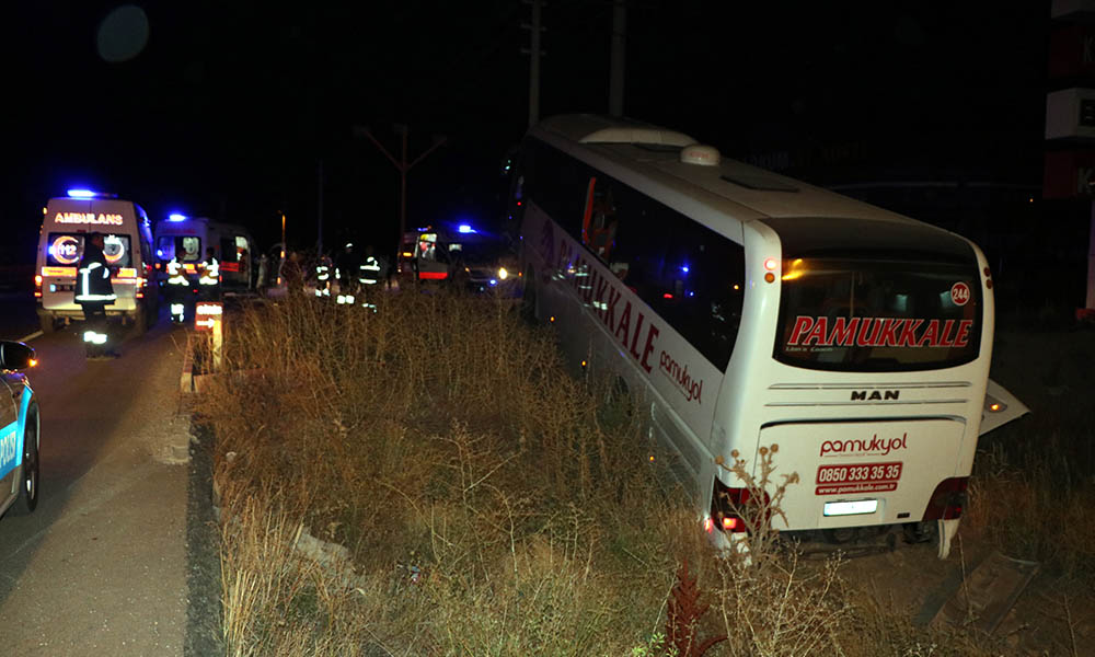 Yolcu otobüsü şarampole yuvarlandı!