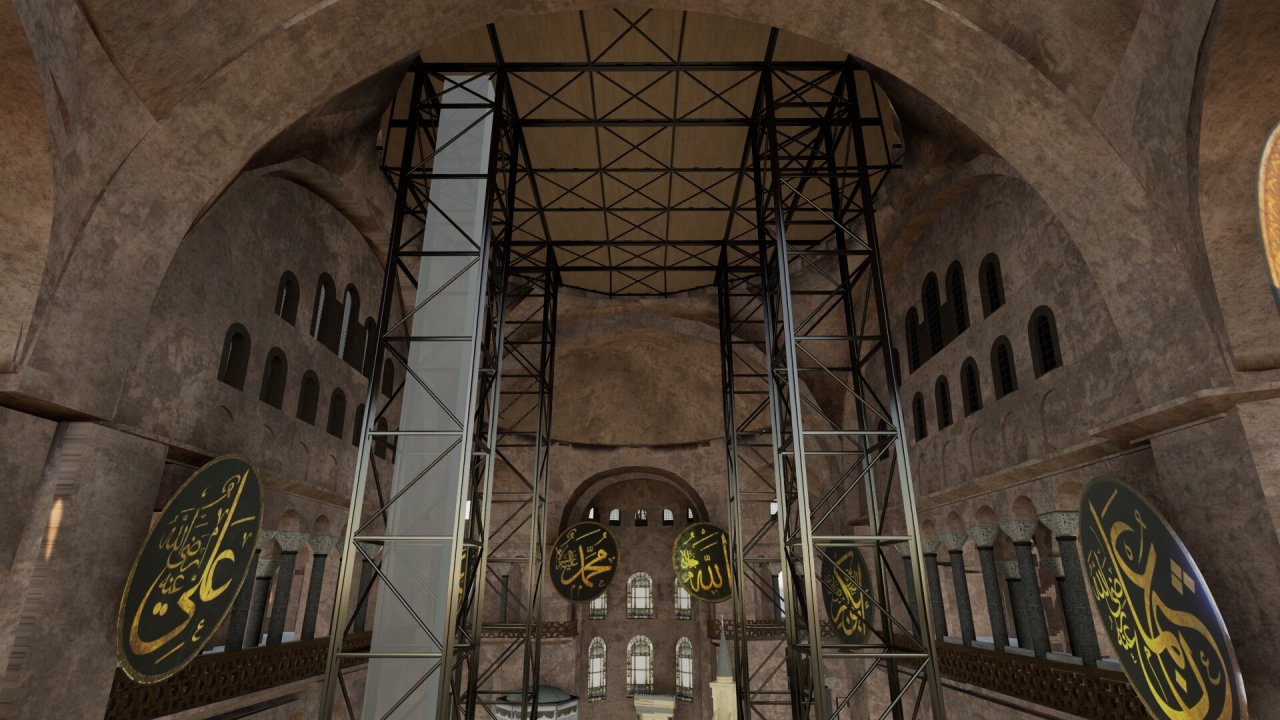 Ayasofya'nın ana kubbesinde tarihi restorasyon
