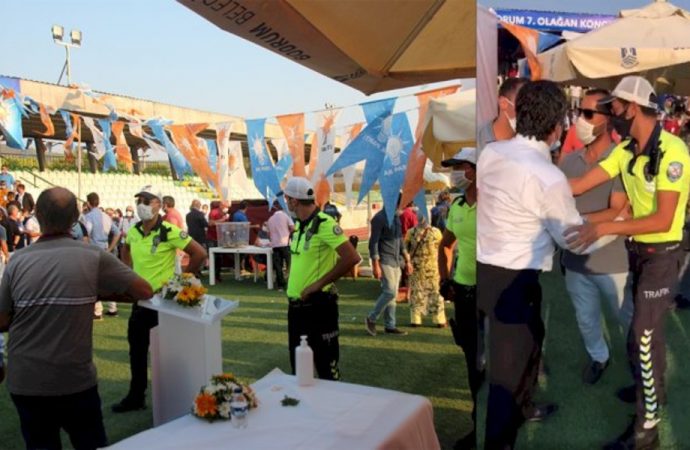 AKP kongresinde ortalık karıştı: Polis müdahale etti!