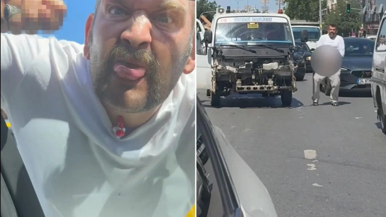Trafik Magandasından Skandal Hareketler! Önce Dil Çıkardı, Sonra Cinsel Organını Gösterdi!