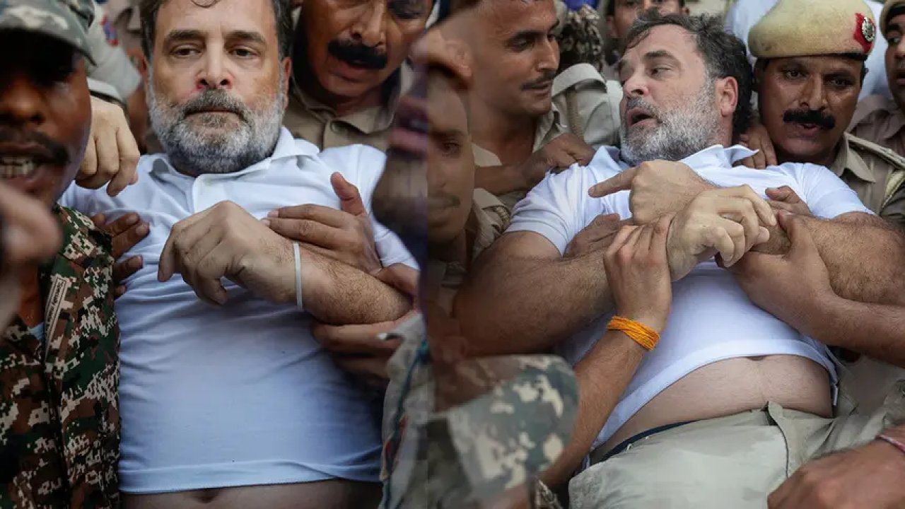 Hindistan'da muhalefet liderine sert polis müdahalesi! Rahul Gandhi yaka paça gözaltına alındı