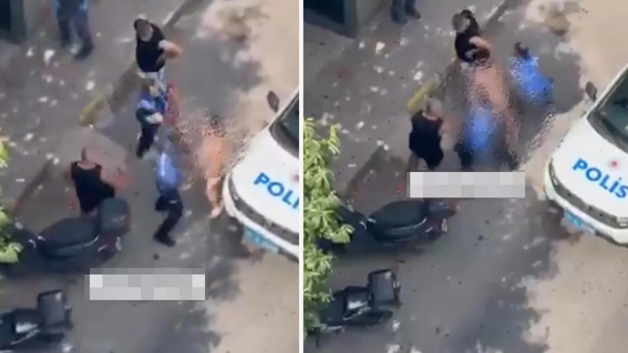 Çıplak gezen şahıs ortalığı birbirine kattı! Polis aracını tekmeledi!