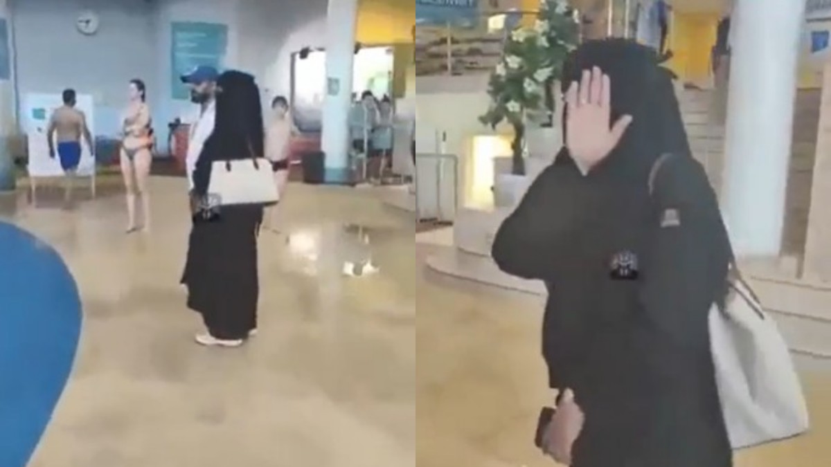 Su parkında çarşaf tartışması! Müslüman kadına 