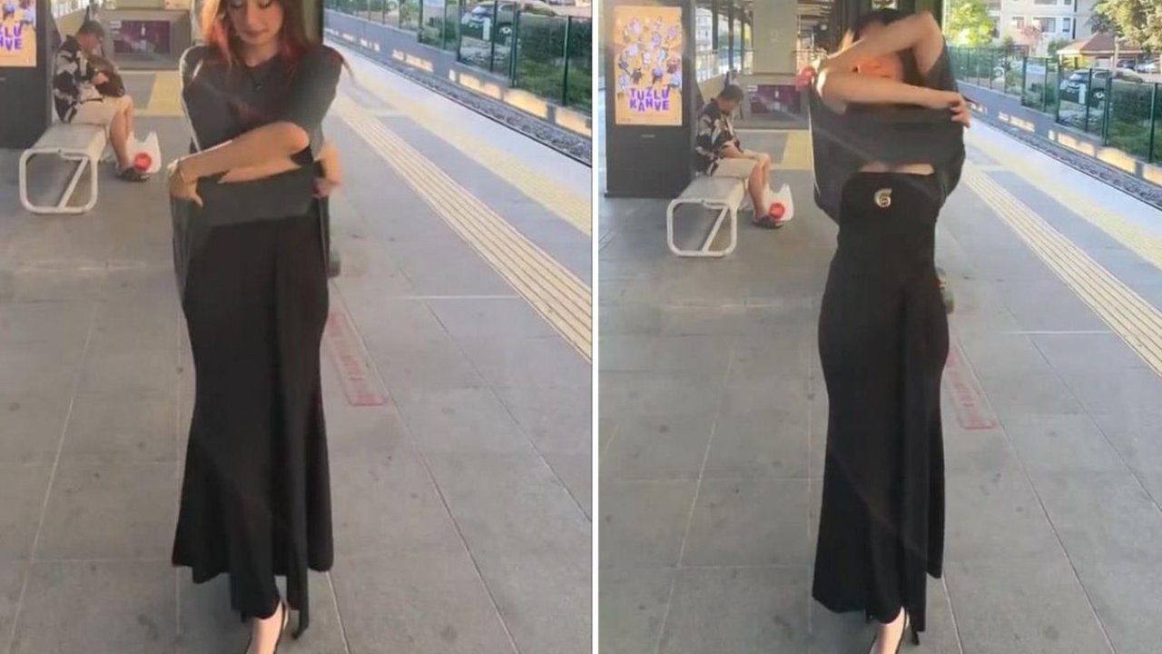 Marmaray Çıkışında Dikkat Çeken Görüntü: Genç Kadın Üzerini Değiştirdi!
