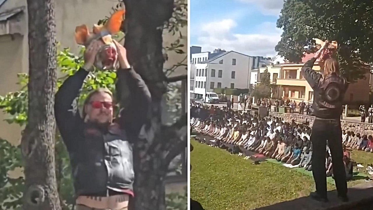 Litvanya’da cami önünde cuma namazında “domuz başı” provokasyonu!