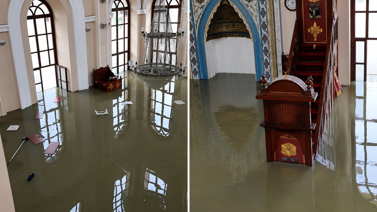 İstanbul'da Sel Tarihi Camiyi de Vurdu! Tarihi Camii Sular Altında Kaldı!