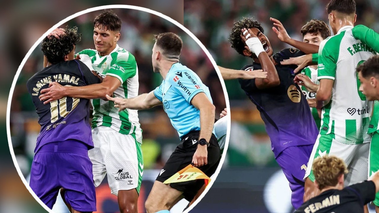 Barcelona - Real Betis maçına damga vuran olay! Lamine Yamal’a kafa attı, kırmızı kart gördü!