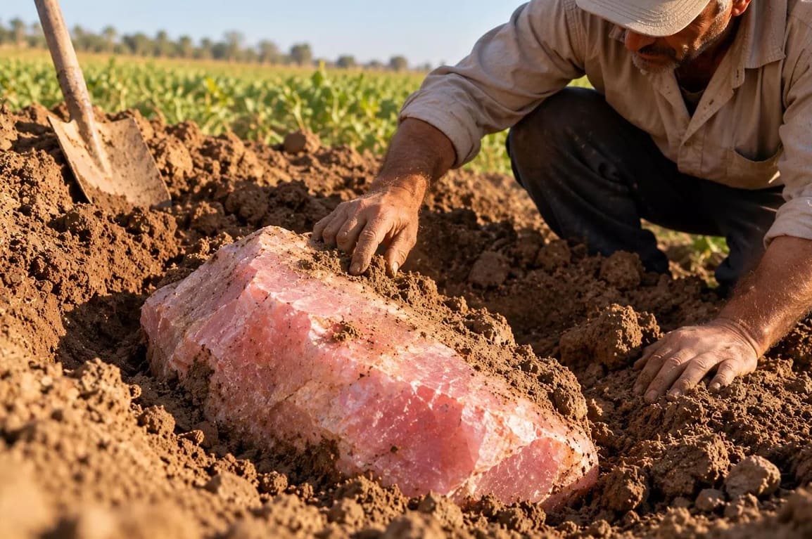 Tarlasında pembe bir taş buldu! Altından 3 bin yıllık firavun heykelleri çıktı