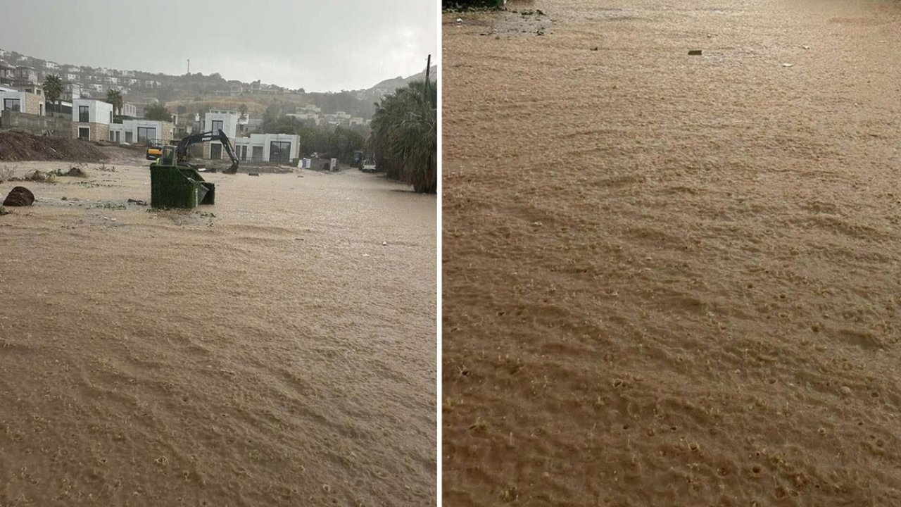 Bodrum’da Sağanak Hayatı Olumsuz Etkiledi! Yollar Kapandı, İş Yerlerini Su Bastı!