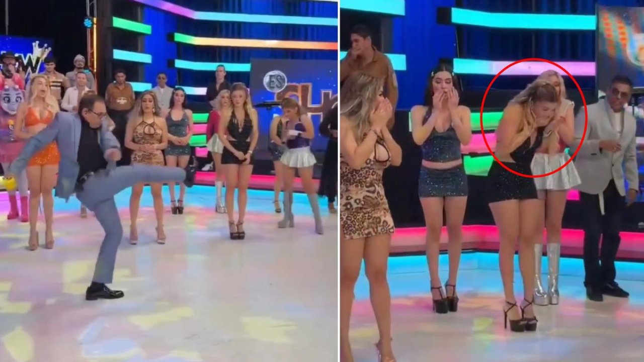Canlı Yayında Skandal Anlar! Sunucunun Tekmesi Modeli Hastanelik Etti!