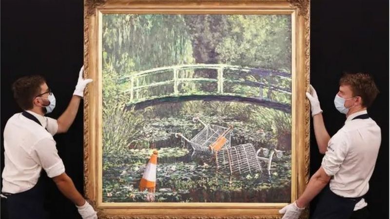 Sokak sanatçısı Banksy'nin 'Monet tablosu' açık artırmada 10 milyon dolara satıldı