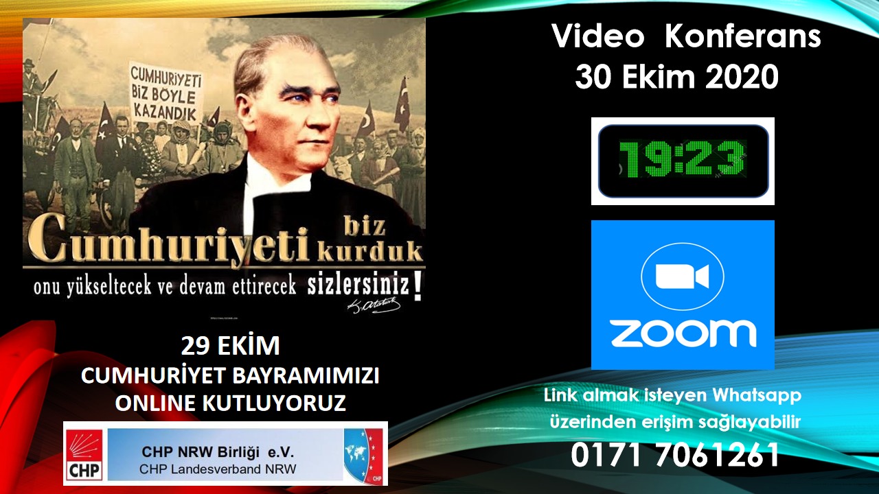 Almanya‘ da CHP NRW Birliğinden dijital Cumhuriyet Bayramı kutlaması!