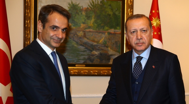 Cumhurbaşkanı Erdoğan Yunanistan Başbakanı Miçotakis ile görüştü