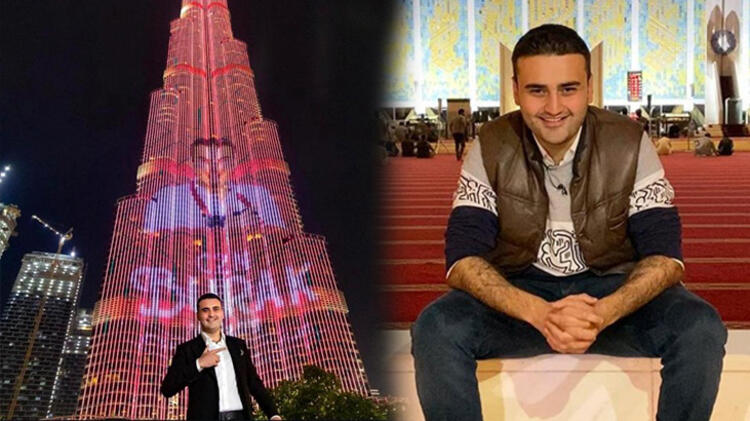 Dünyanın en yüksek gökdeleni Burc Khalifa'ya CZN Burak'ın fotoğrafı yansıtıldı