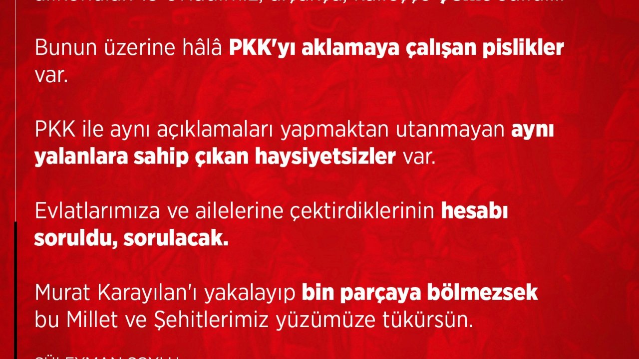 Süleyman Soylu'dan Karayılan paylaşımı