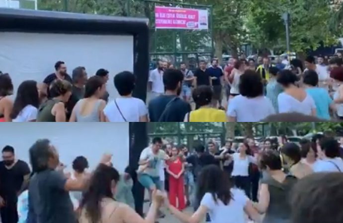 İstanbul sokağa döküldü… İSKİ önünde halay