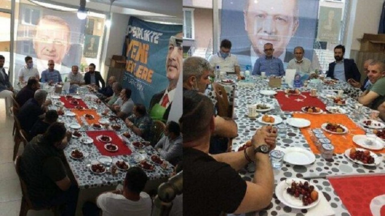 Türk bayrağını masa örtüsü olarak kullanan AK Partililer açıklama yaptı