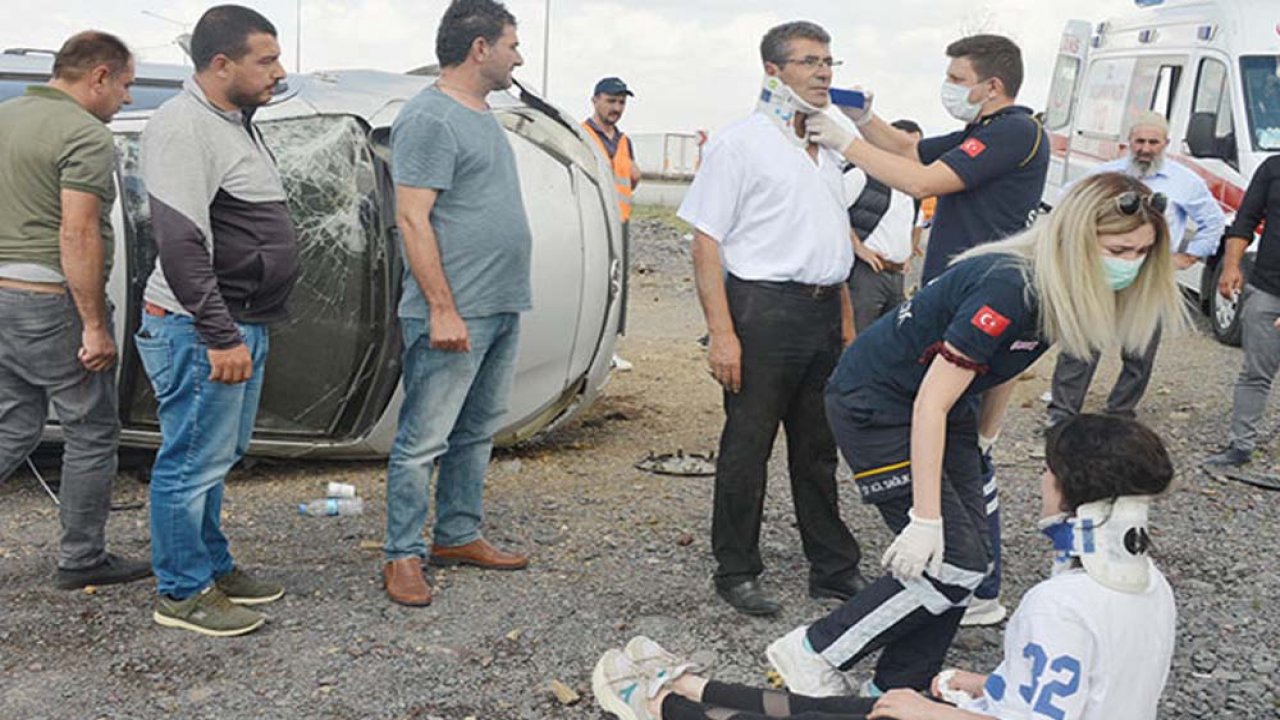 Sürücü adayının kullandığı araç takla attı