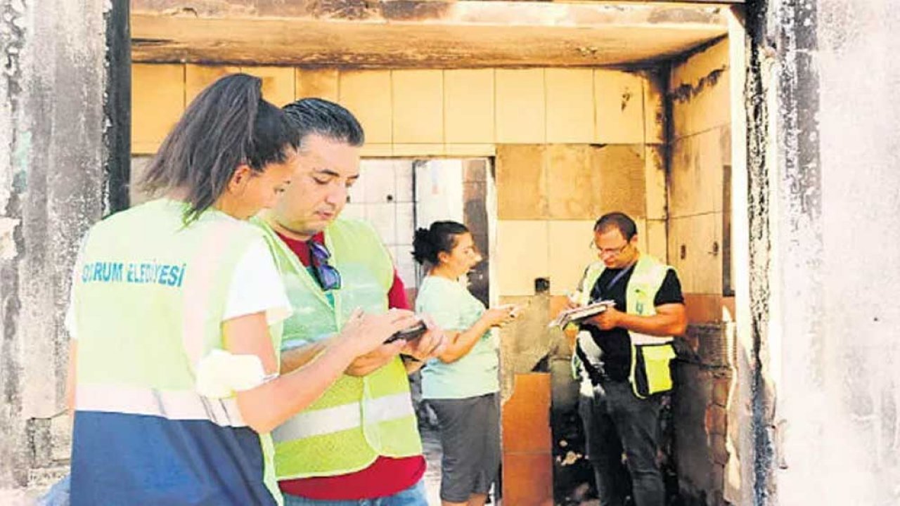 Bodrum Belediyesi Hasar Tespit Komisyonu yangın bölgesinde
