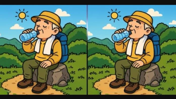 Yalnızca Dâhiler Görebiliyor! Su İçen Yaşlı Adamlar Arasındaki 3 Farkı 14 Saniyede Bulabilir misin?