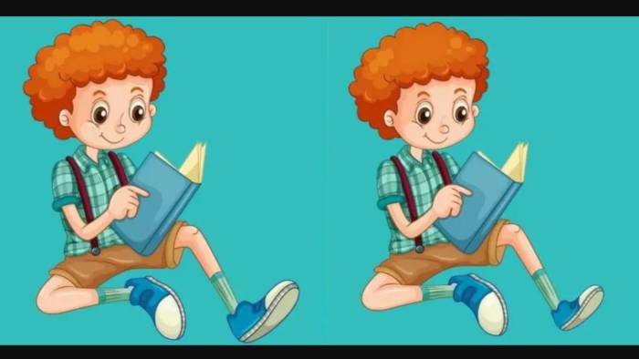 Dahilere Özel! Kitap Okuyan 2 Kıvırcık Saçlı Çocuk Arasındaki 3 Farkı 14 Saniyede Bulabilir misin?