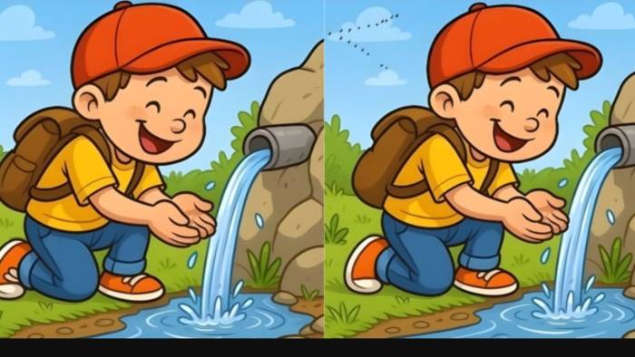 14 Saniyen Var! Çeşmede El Yıkayan İki Çocuk Arasındaki Farkları Bul