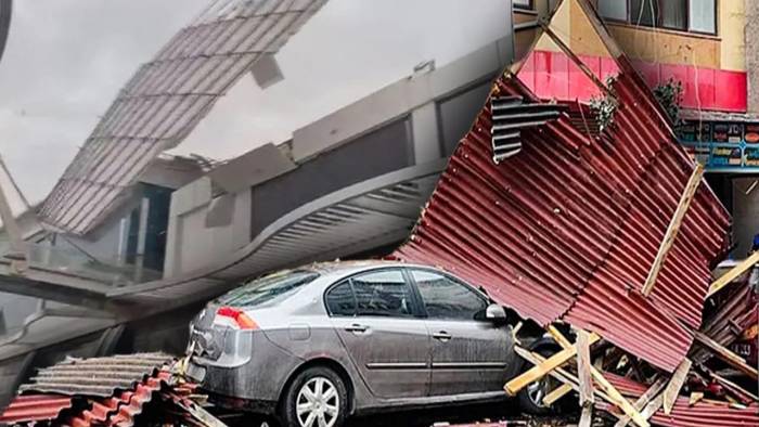 İstanbul’u fırtına esir aldı: Çatılar savruldu, ağaçlar devrildi!
