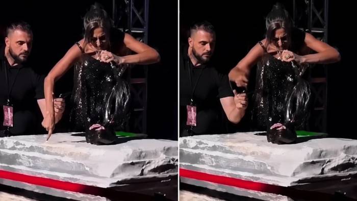 Konserde şaşırtan anlar! Yıldız Tilbe kendisine yardım eden güvenliği itti!